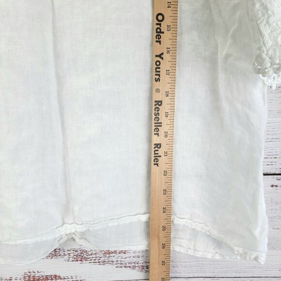 Francesca Bettini Top Women M Medium White Linen Lagenlook Blouse Made In Italy - Picture 2 of 8